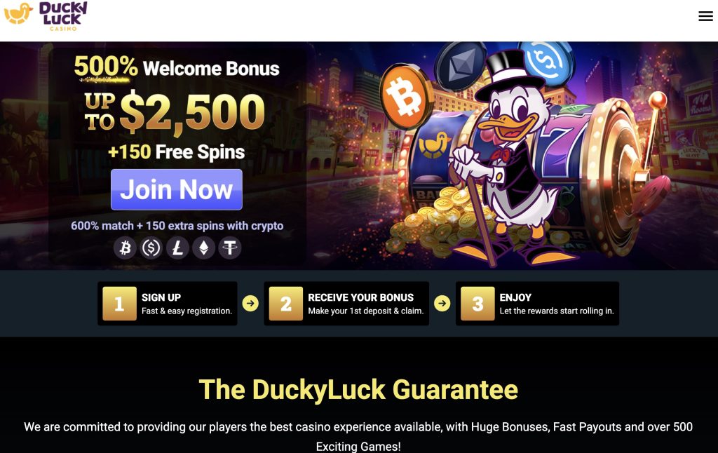 DuckyLuck Casino Welcome Bonus Banner